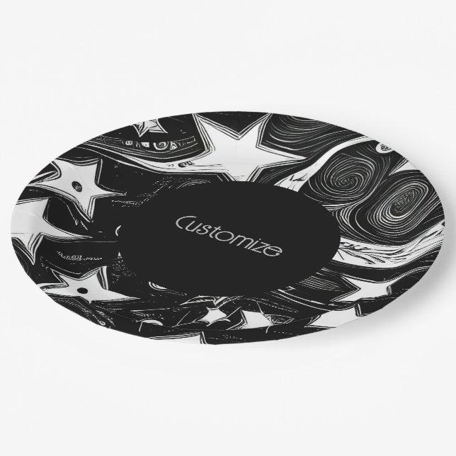 Personalized Abstract Moon And Stars  Paper Plates (Angled)