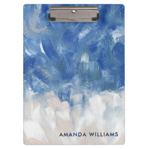 Personalized Abstract Ocean Acrylic Brushstrokes Clipboard