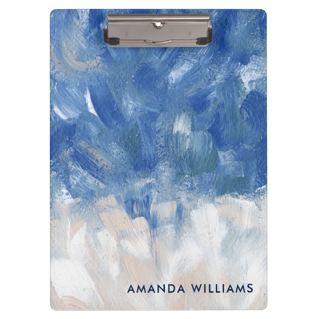 Personalized Abstract Ocean Acrylic Brushstrokes  Clipboard (Front)