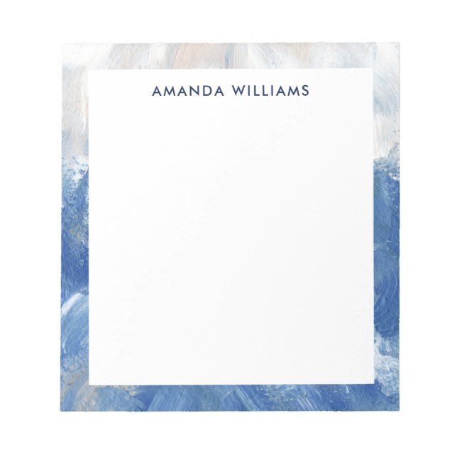 Personalized Abstract Ocean Acrylic Brushstrokes  Notepad (Front)