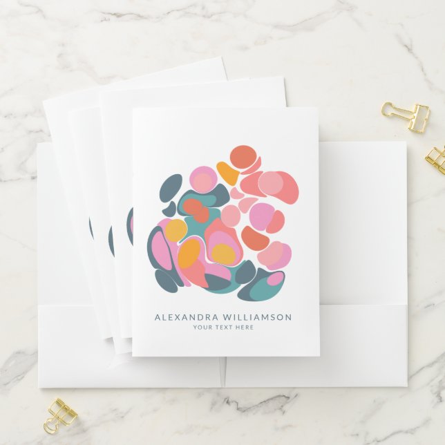 Personalized Abstract Organic Shapes Modern Pocket Folder (In Situ)