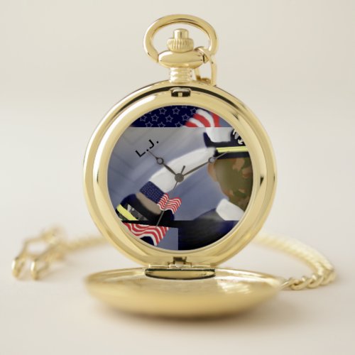 Personalized Abstract Painted Military Veteran Pocket Watch