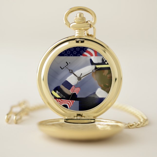 Personalized Abstract Painted Military Veteran Pocket Watch (Inside)