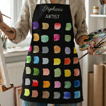 Personalized Abstract Pattern Artists Black Apron<br><div class="desc">This artist's apron is decorated with a colorful watercolor abstract pattern on a black background. 
Easily customizable. 
Because we create our artwork you won’t find this exact design from other designers. 
Original Watercolor © Michele Davies.</div>