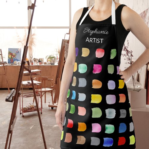 Personalized Abstract Pattern Artists Black Apron
