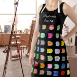 Personalized Abstract Pattern Artists Black Apron<br><div class="desc">This artist's apron is decorated with a colorful watercolor abstract pattern on a black background. 
Easily customizable. 
Because we create our artwork you won’t find this exact design from other designers. 
Original Watercolor © Michele Davies.</div>