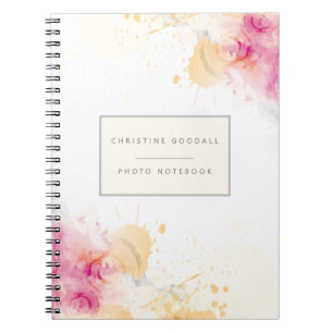 Personalized Abstract Pink and Bisque Modern Photo Notebook