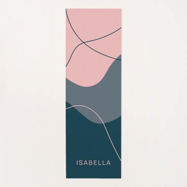 Personalized Abstract Pink Blue Yoga Mat (Front)