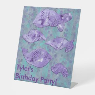 Personalized Abstract Purple Fish Birthday Sign