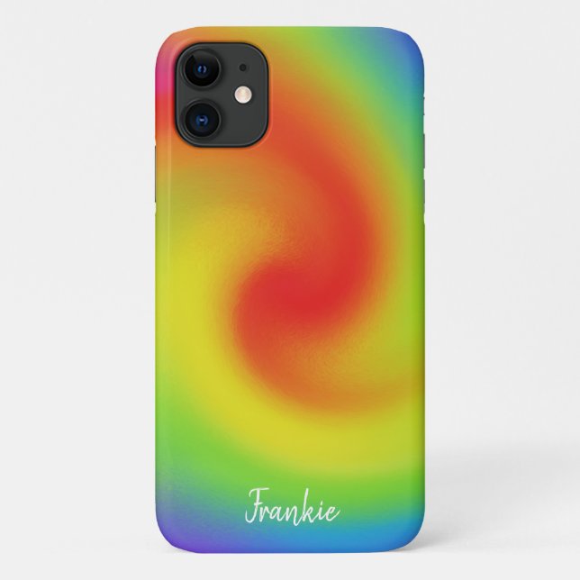 Personalized Abstract Rainbow Wave Artwork Case-Mate iPhone Case (Back)