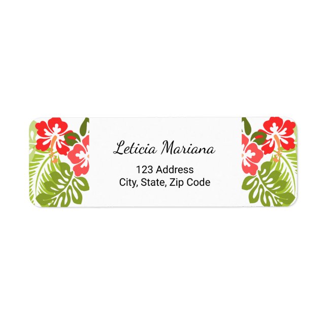 Personalized Abstract Red & Green Florals Label (Front)
