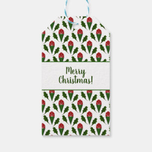 Personalized Abstract Red Roses, Holly Holiday Gift Tags