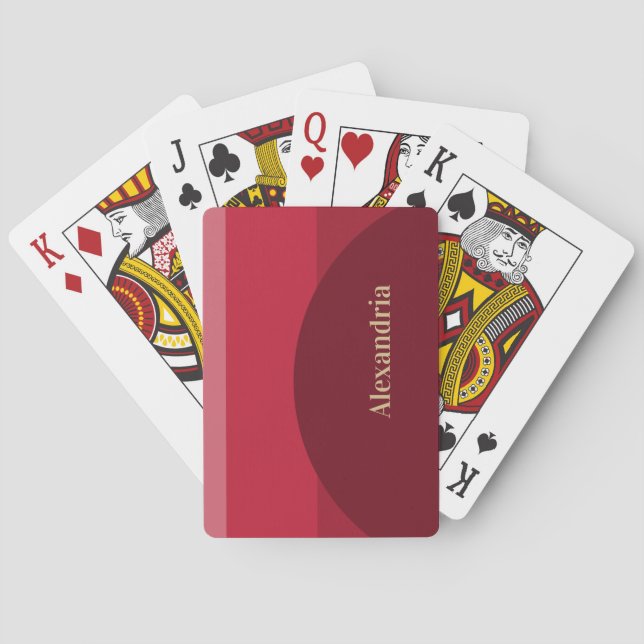 Personalized Abstract Red Stripe Poker Cards (Back)
