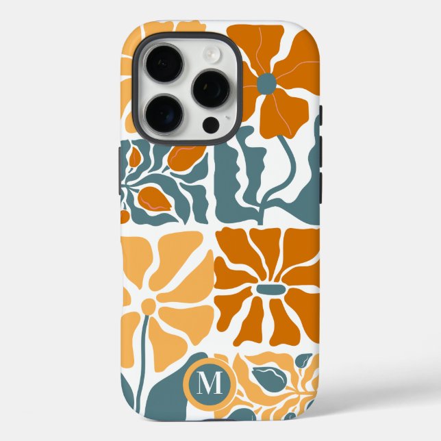Personalized Abstract Retro Floral Monogram Case-Mate iPhone Case (Back)