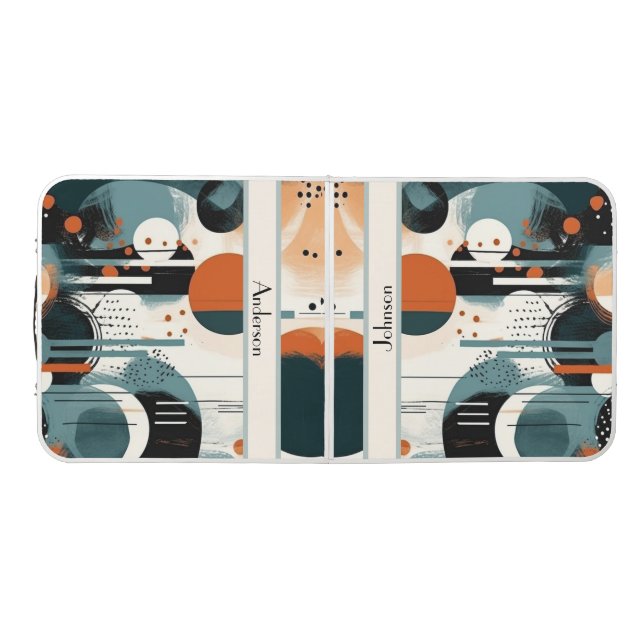 Personalized Abstract Retro Game Night Style Beer Pong Table (Top)
