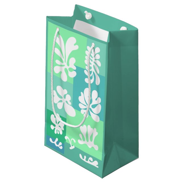 Personalized Abstract Shapes Design in Green |  Small Gift Bag (Front Angled)