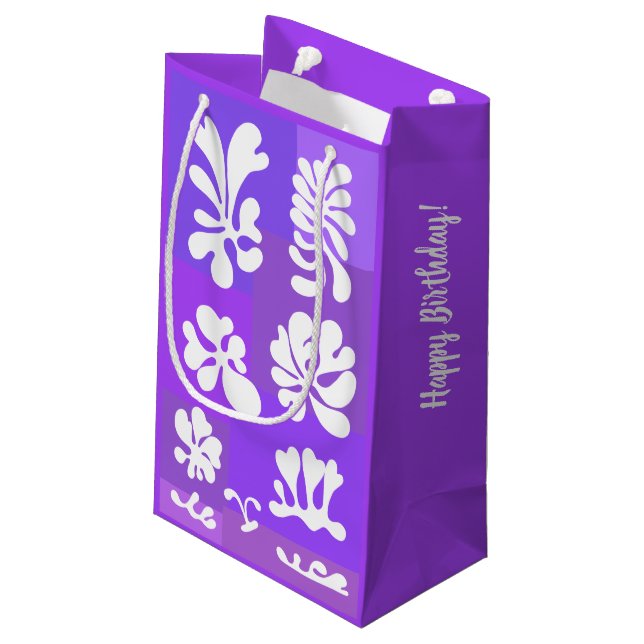 Personalized Abstract Shapes Design in Purple | Small Gift Bag (Back Angled)