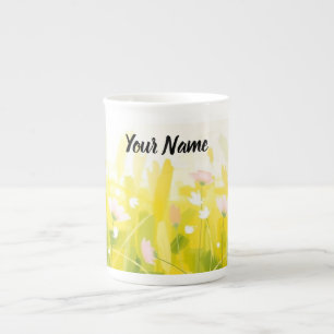 Personalized Abstract Spring Meadow Bone China Mug