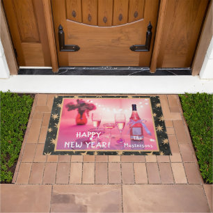 Personalized Abstract Stars Happy New Year Doormat