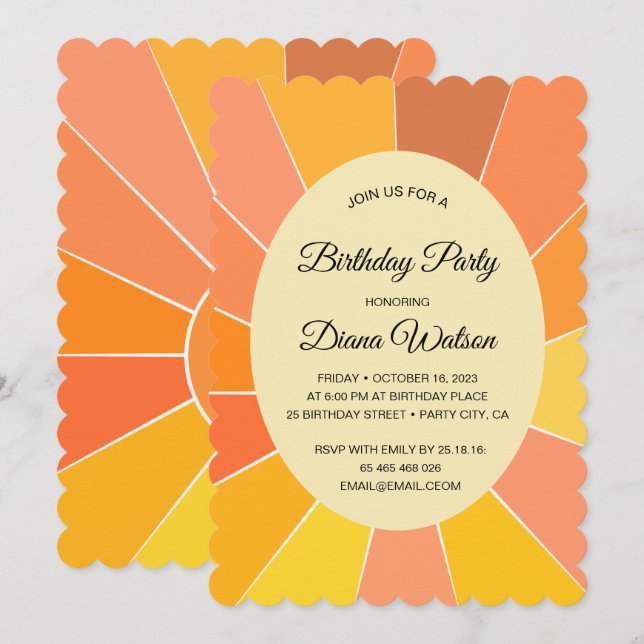 Personalized Abstract Sun Design |  Invitation (Front/Back)