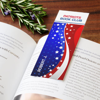 Personalized Abstract USA Flag Patriots Book Club Bookmarks