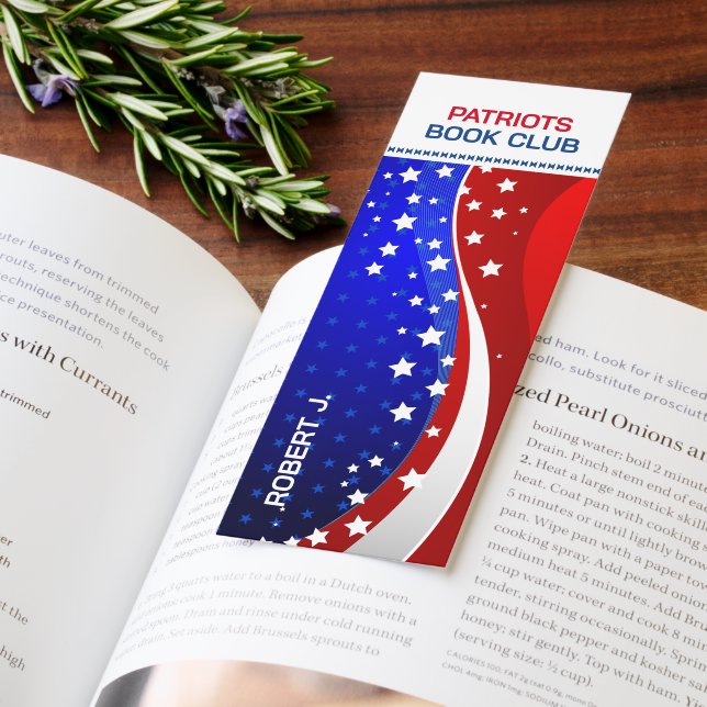 Personalized Abstract USA Flag Patriots Book Club Bookmarks (Book)