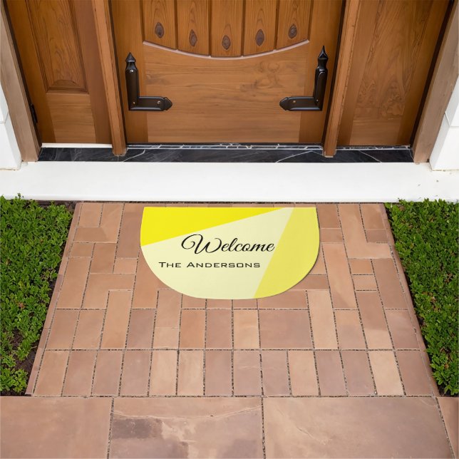 Personalized Abstract Welcome Yellow Hues Doormat (Outdoor)