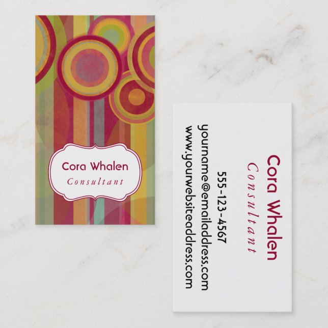 Personalized Abstract with Red, Greens, Yellows Business Card (Front/Back)