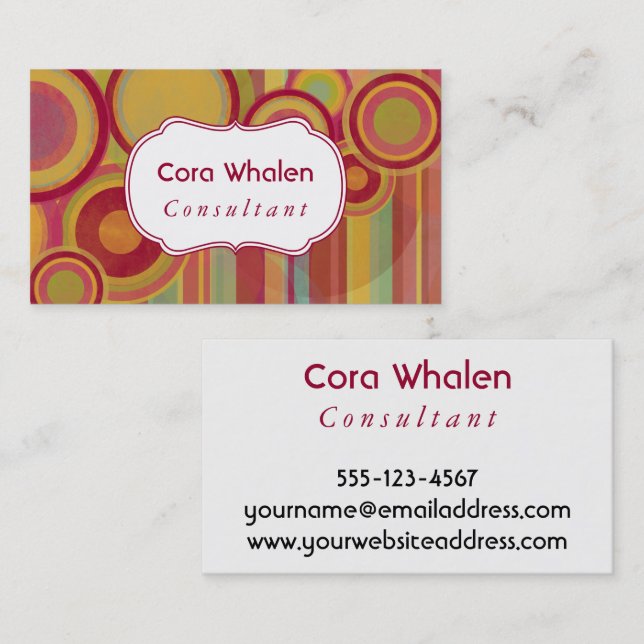 Personalized Abstract with Red, Greens, Yellows Business Card (Front/Back)