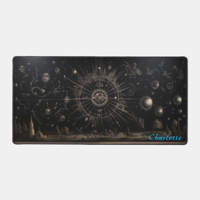 Personalized Abstract Wood Panel Desk Mat (Front)