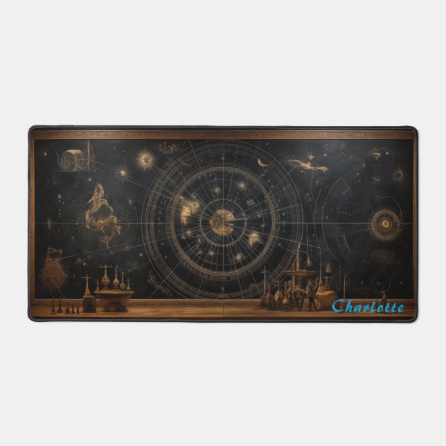 Personalized Abstract Wood Panel Desk Mat (Front)