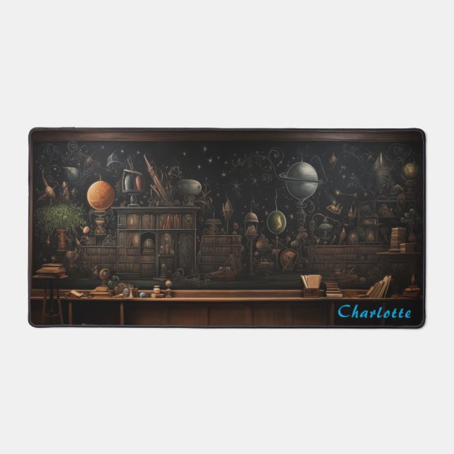 Personalized Abstract Wood Panel Desk Mat (Front)