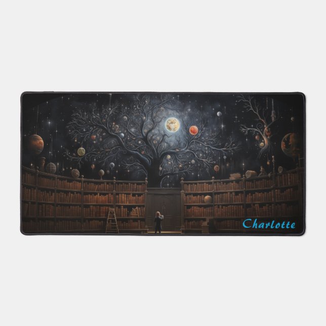 Personalized Abstract Wood Panel Desk Mat (Front)