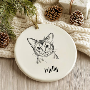 Personalized Abyssinian Cat Christmas Ceramic Ornament