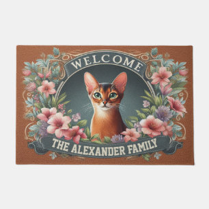 Personalized Abyssinian Cat Floral Stylish Welcome Doormat