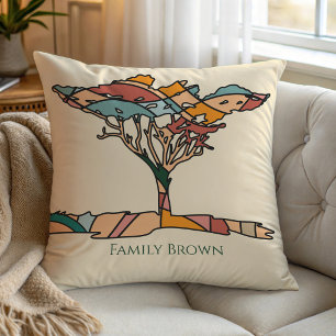 Personalized Acacia Tree Savanna Boho Modern Art Throw Pillow