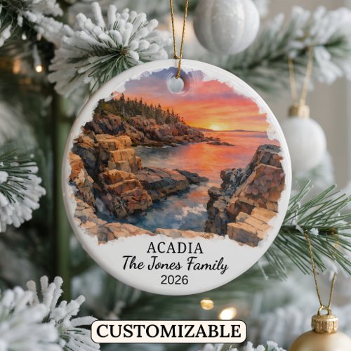 Personalized Acadia National Park, Custom Maine Ceramic Ornament