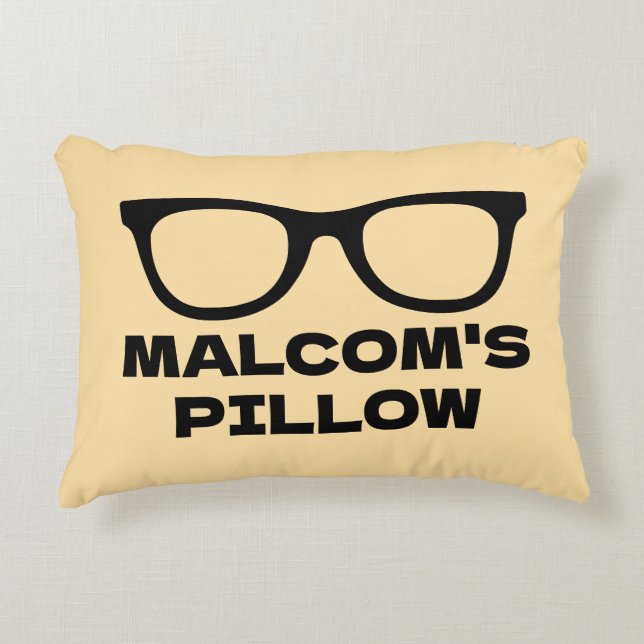 Personalized accent pillow with black spectacles (Front)