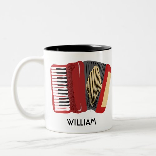 Personalized Accordion Players Illustrated Two_Tone Coffee Mug