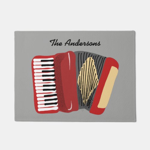 Personalized Accordion Players Red and Gray Doormat