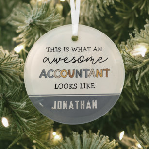 Personalized Accountant Funny Awesome Accountant Glass Ornament