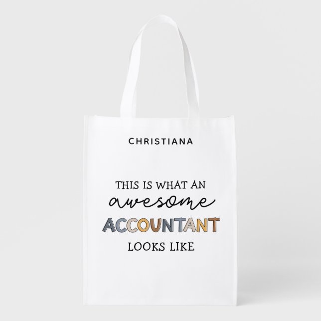 Personalized Accountant Funny Awesome Accountant Grocery Bag (Front)