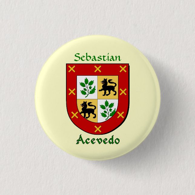 Personalized Acevedo Historical Shield Pinback Button (Front)