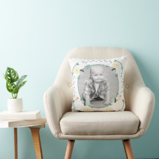 Personalized Acorn Arrow Garland Baby Photo Throw Pillow