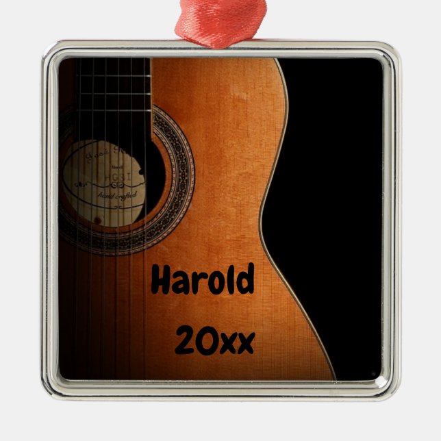 Personalized Acoustic Guitar Metal Ornament (Front)