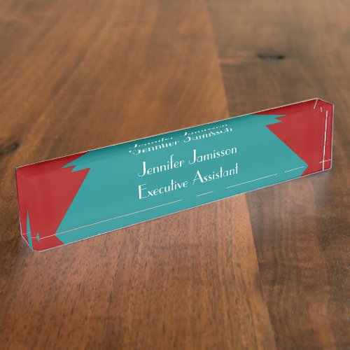 Personalized Acrylic Desk Nameplate Turquoise Desk Name Plate
