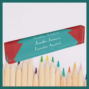 Personalized Acrylic Desk Nameplate, Turquoise Name Plate