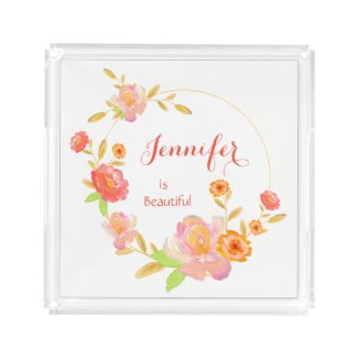 Personalized Acrylic Floral Tray