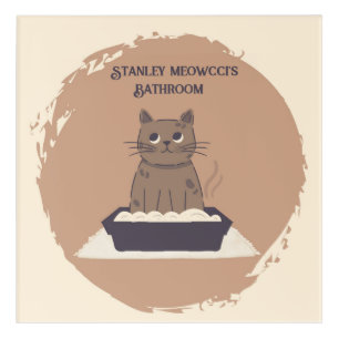 Personalized Acrylic Print, Cat's Bathroom Print