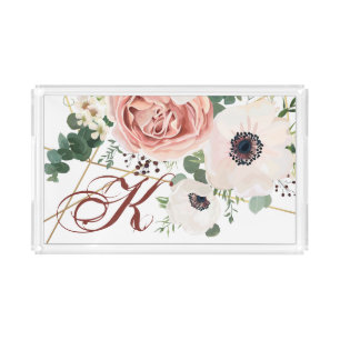 Personalized Acrylic Tray Geometric Garden Rose